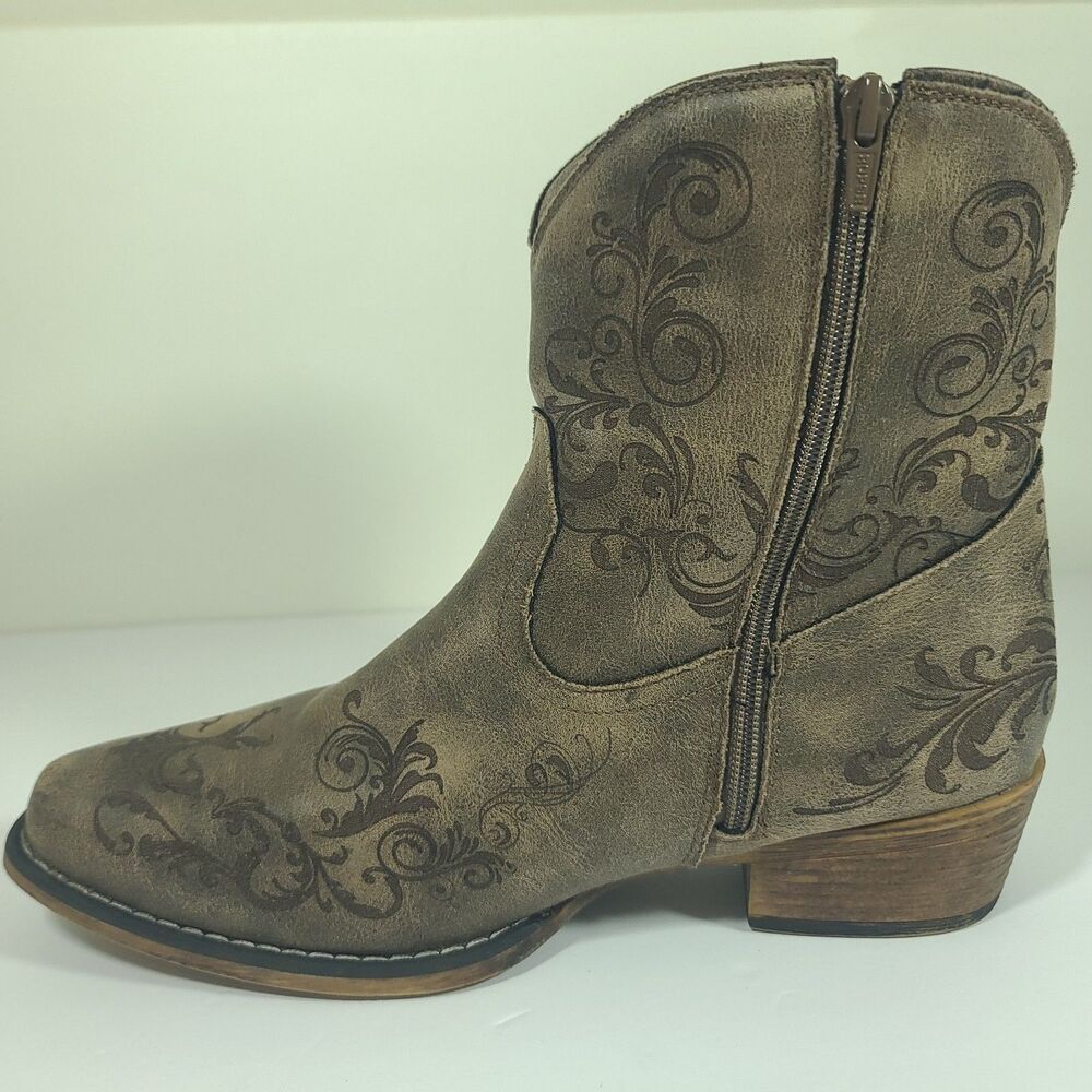 Roper Short Stuff Womens Size 11 Western Boots Ankle Booties Brown Side Zip EUC - Picture 3 of 16
